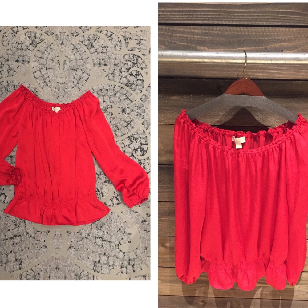 Michael Kors Red Peplum Blouse